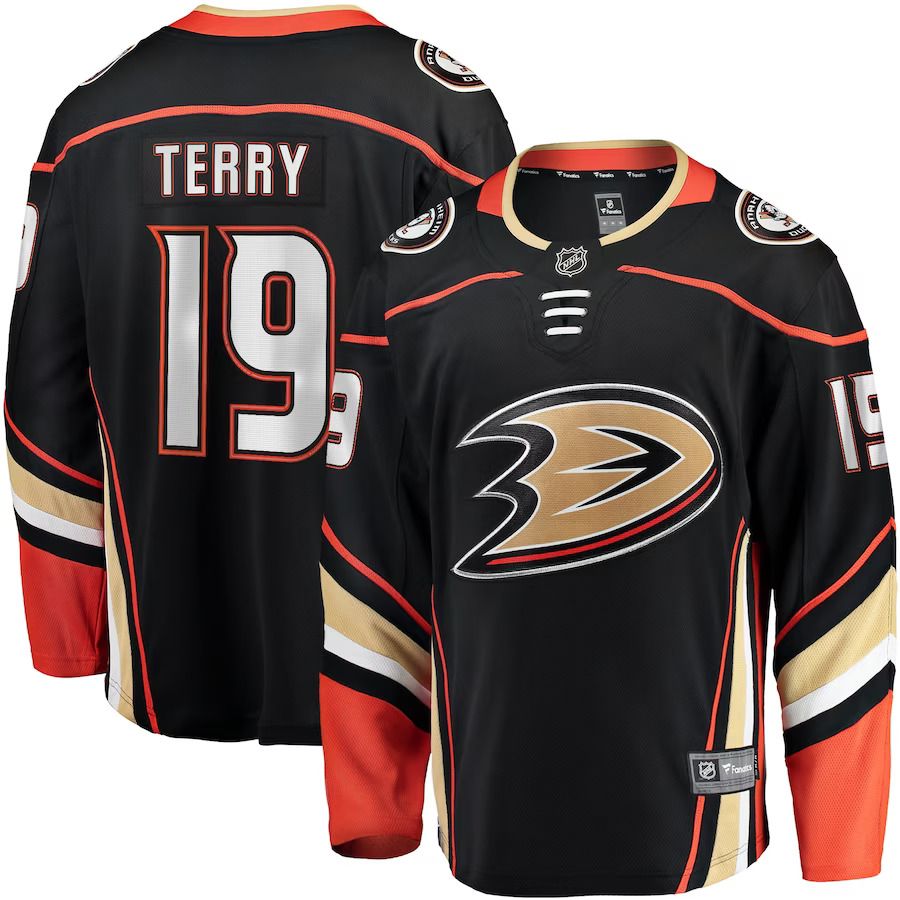 Men Anaheim Ducks #19 Troy Terry Fanatics Branded Black Home Team Breakaway Player NHL Jersey